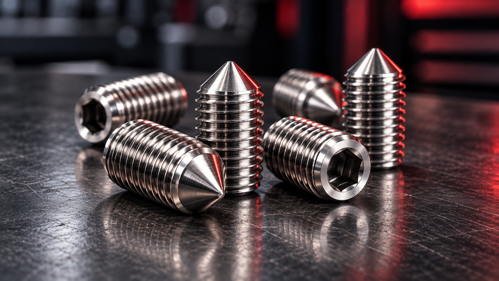 Precision-machined stainless steel set screws