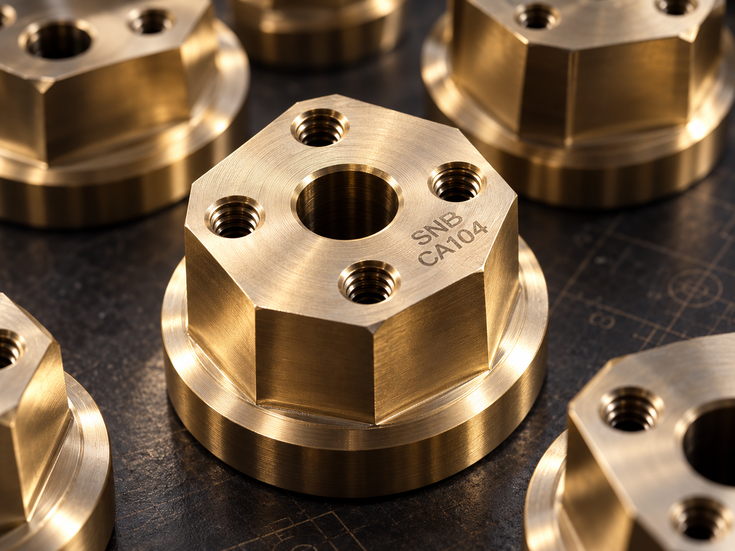 Precision-machined brass components with threaded holes
